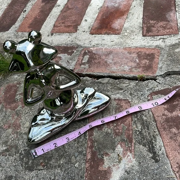 Ceramic Mirror Chrome Cute Whimsical Yoga Frog - Picture 9 of 12
